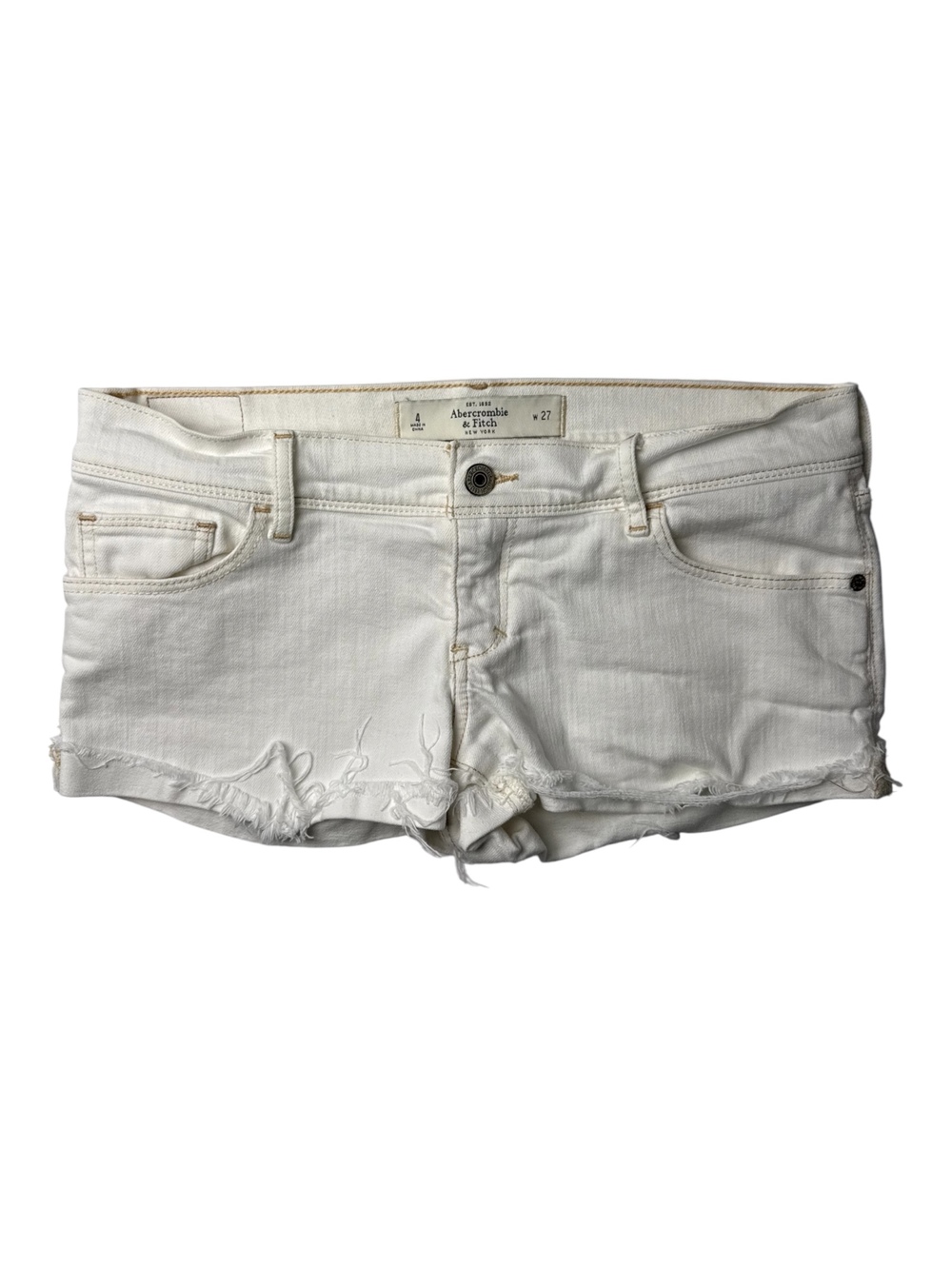 Abercrombie & Fitch Low Rise White Denim Shorts